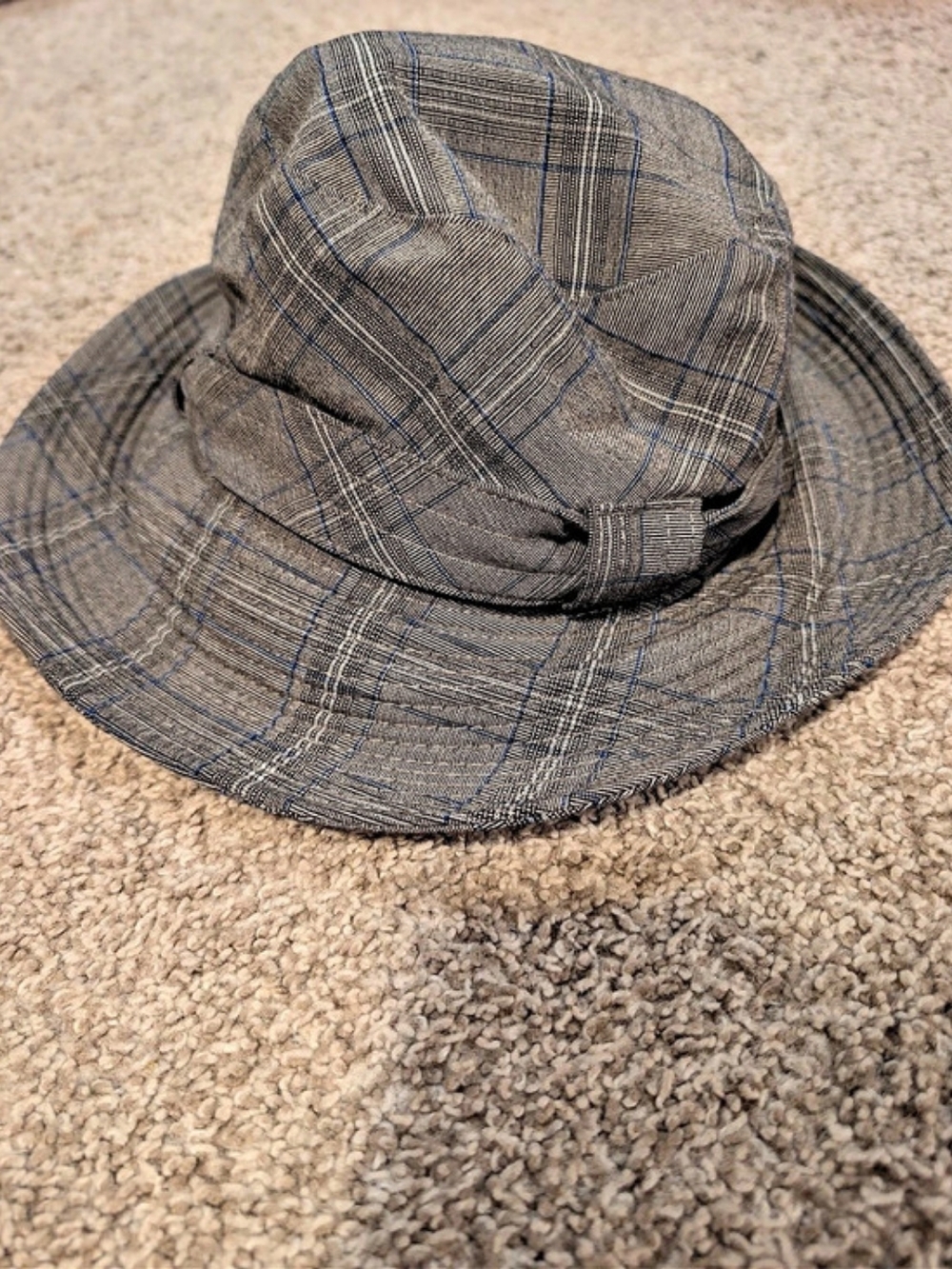 Giovannio Plaid Bucket Hat in Brown & Blue